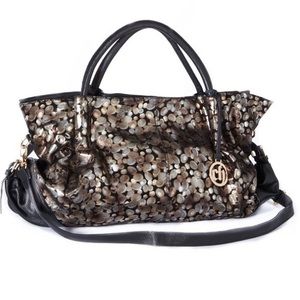 Charmes NWT Pewter Metalluc Disc Leather Weekender